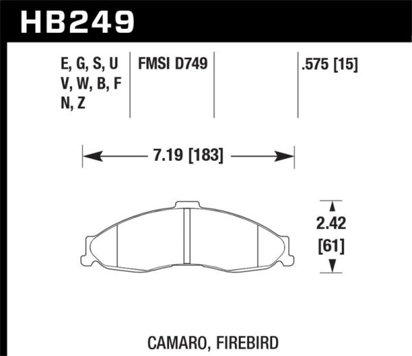 Hawk 98-02 Chevrolet Camaro SS Z28   98-02 Pontiac Firebird HT-10 Race Front Brake Pads Fashion