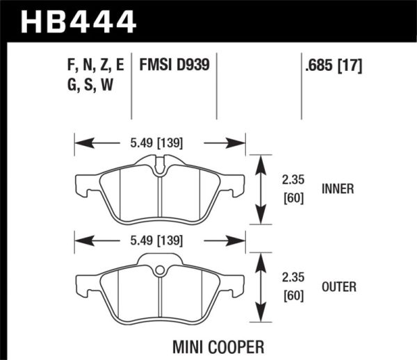 Hawk 02-06 Mini Cooper   Cooper S HP+  Street Front Brake Pads Hot on Sale