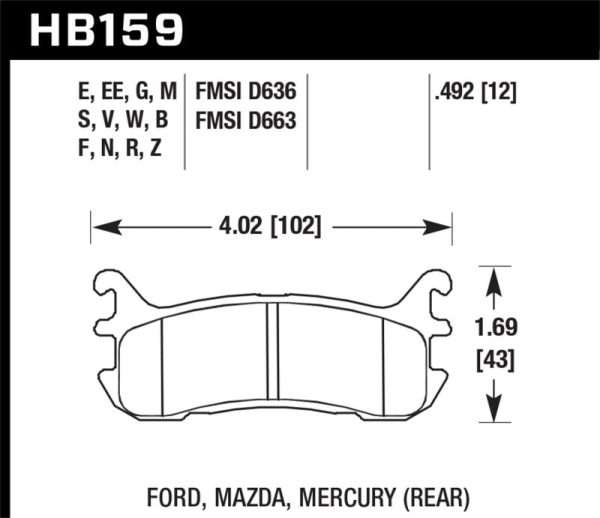 Hawk 94-05 Miata   01-05 Normal Suspension HPS Street Rear Brake Pads (D636) Online Hot Sale