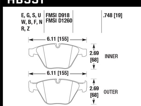 Hawk 07-09 BMW 335d 335i 335xi   08-09 328i M3 HPS Street Front Brake Pads Supply