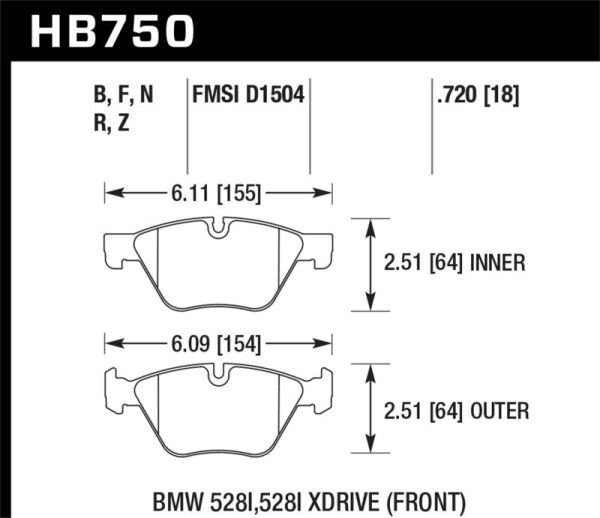 Hawk 13-14 BMW 528i   528i xDrive HPS 5.0 Front Brake Pads Online Sale