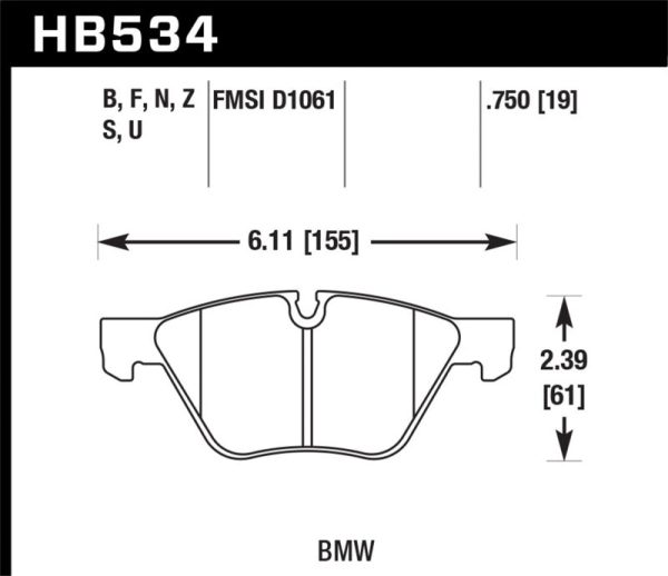 Hawk 09-11 BMW Z4   04-05 525I   08-11 128I   06 325I 325XI   07 328I 328XI HPS Street Front Brake P For Sale