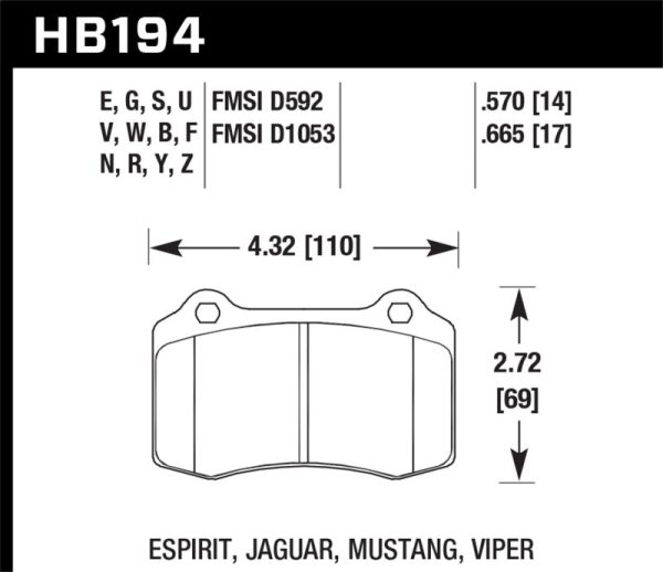 Hawk 2010 Camaro SS HT-10 Race Rear Brake Pads on Sale