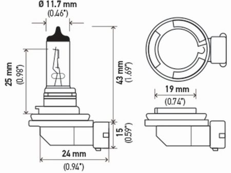 Hella H11 12V 55W PGJ19-2 T4 +50 Performance Halogen Bulb - Pair For Sale