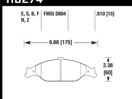 Hawk 1999-2004 Ford Mustang Base 3.8 HPS 5.0 Front Brake Pads For Discount