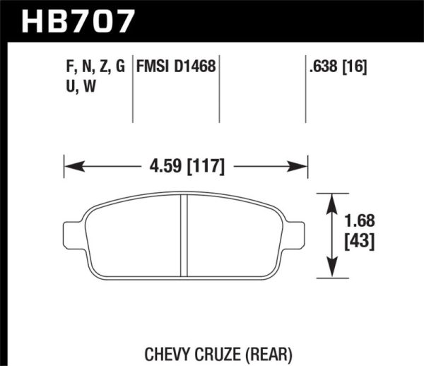 Hawk 11-12 Chevy Cruze Eco LS 1LT 2LT LTZ Performance Ceramic Rear Street Brake Pads Fashion