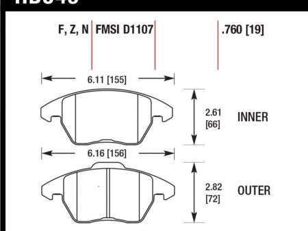 Hawk 2006-2009 Audi A3 TFSIi Quattro 2.0 HPS 5.0 Front Brake Pads Discount