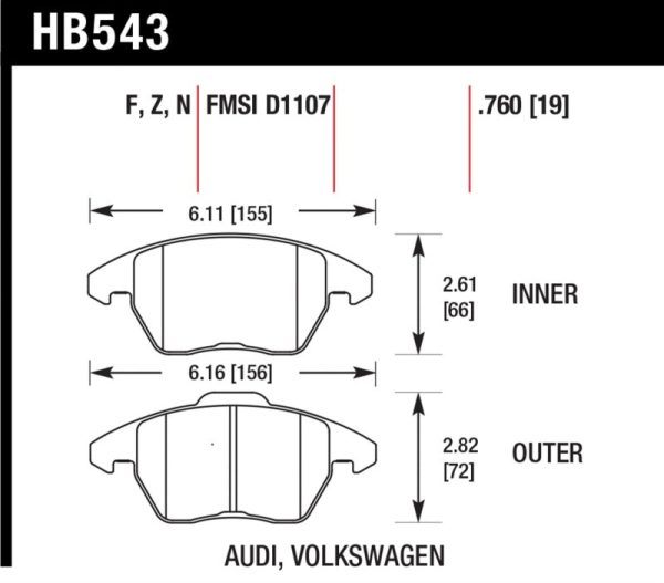 Hawk 2006-2009 Audi A3 TFSIi Quattro 2.0 HPS 5.0 Front Brake Pads Discount