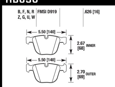 Hawk 06-10 BMW M5 M6 DC60 Rear Brake Pads Discount