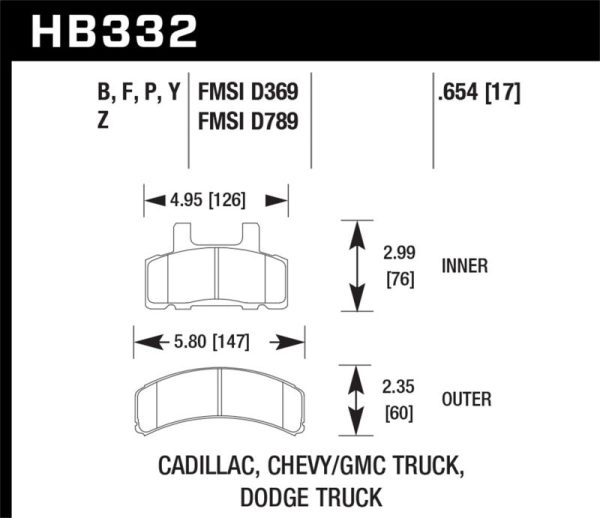 Hawk 1999-2000 Cadillac Escalade HPS 5.0 Front Brake Pads Supply