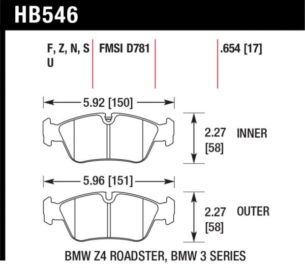 Hawk DTC-70 Brake Pads 98-02 BMW Z3 03-08 BMW Z4 For Sale