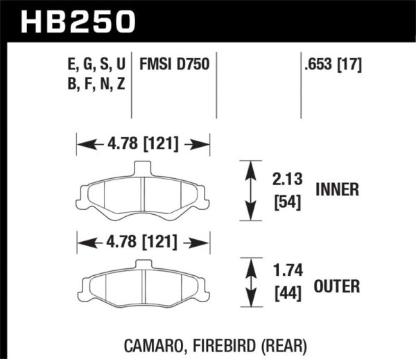 Hawk 98-02 Chevrolet Camaro 5.7L 3.8L   98-02 Pontiac Firebird 5.7L 3.8L DTC-60 Race Rear Brake Pads For Discount