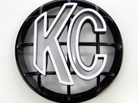 KC HiLiTES 5in. Round ABS Stone Guard for Apollo Lights (Single) - Black w White KC Logo Hot on Sale