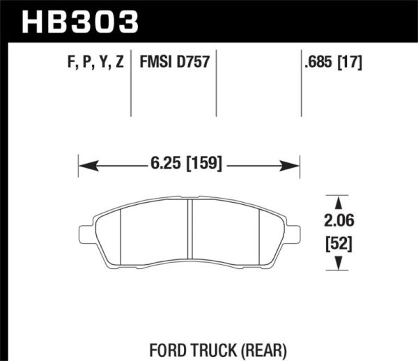 Hawk 99-05 Cadillac Excursion   99-04 Ford F-250 F-350 Super Duty Pickup Rear LTS Street Brake Pads Discount