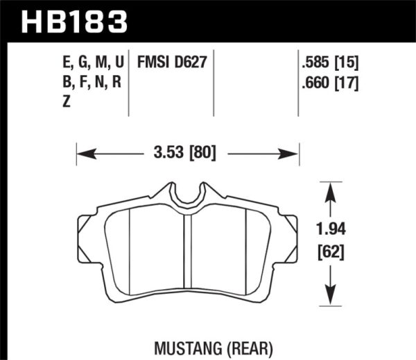 Hawk 2001-2001 Ford Mustang Bullitt 4.6 HPS 5.0 Rear Brake Pads Online