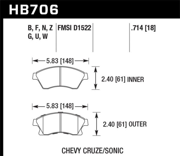 Hawk 11-12 Chevy Cruze Eco LS 1LT 2LT LTZ   12 Sonic LS LT LTZ HP Plus Front Street Brake Pads Online Sale