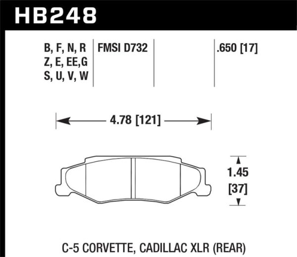 Hawk 97-06 Corvette (incl C5 Z06) HPS Street Rear Brake Pads For Discount