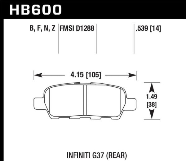 Hawk 2008-2009 Infiniti EX35 Journey HPS 5.0 Rear Brake Pads Supply