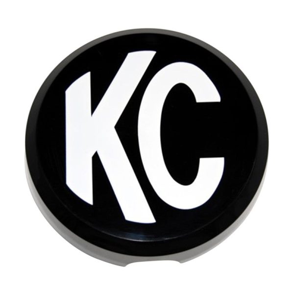 KC HiLiTES 6in. Round Hard Cover for Daylighter SlimLite Pro-Sport (Single) - Black w White KC Logo For Sale