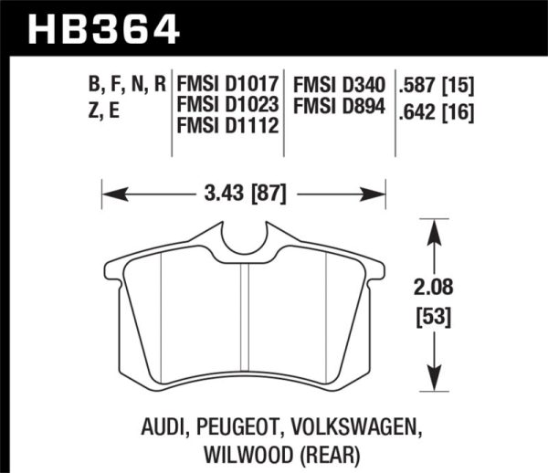 Hawk 97-04 Audi A4 00-03 A6 00-02 S4 00-06 TT   02-04 VW Golf GTI Rear Blue 9012 Race Brake Pads on Sale