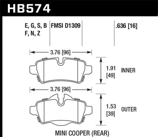 Hawk 07+ Mini Cooper HPS 5.0 Rear Brake Pads Online