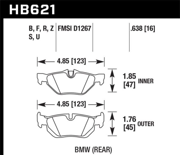 Hawk 2011-2011 BMW 125i HPS 5.0 Rear Brake Pads Discount