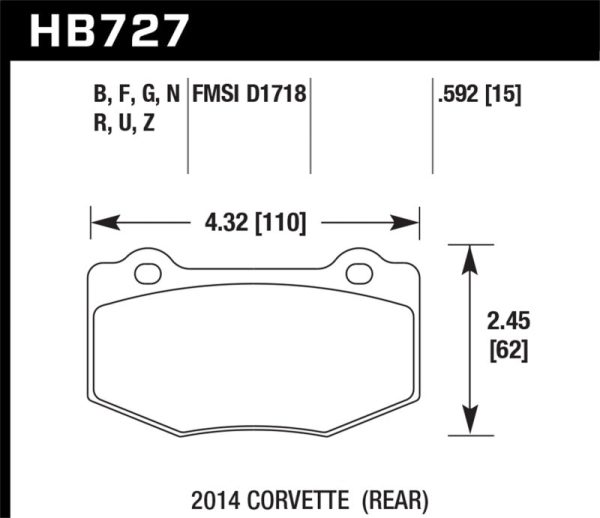 Hawk 2014 Chevrolet Corvette HPS Rear Brake Pads Online now