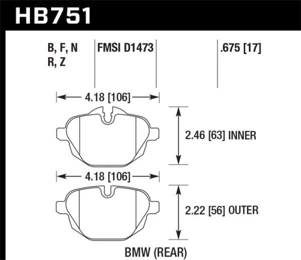 Hawk 2015 BMW 428i Gran Coupe   11-16 535i   11-16 X3 X4 HP Plus Rear Brake Pads Supply