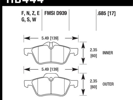 Hawk 06-08 Mini Cooper Base  S 1.6L HPS 5.0 Front Brake Pads For Discount