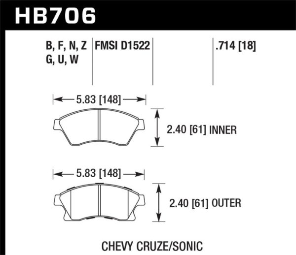 Hawk 11-12 Chevy Cruze Eco LS 1LT 2LT LTZ   12 Sonic LS LT LTZ Perf Ceramic Front Street Brake Pads Online now