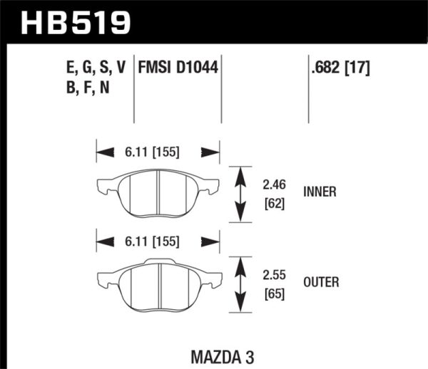 Hawk 2013-2014 Ford Escape (FWD Only) HPS 5.0 Front Brake Pads Online Sale