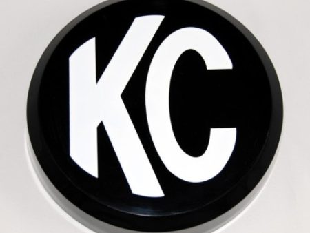 KC HiLiTES 6in. Round Hard Cover for Daylighter SlimLite Pro-Sport (Single) - Black w White KC Logo For Sale