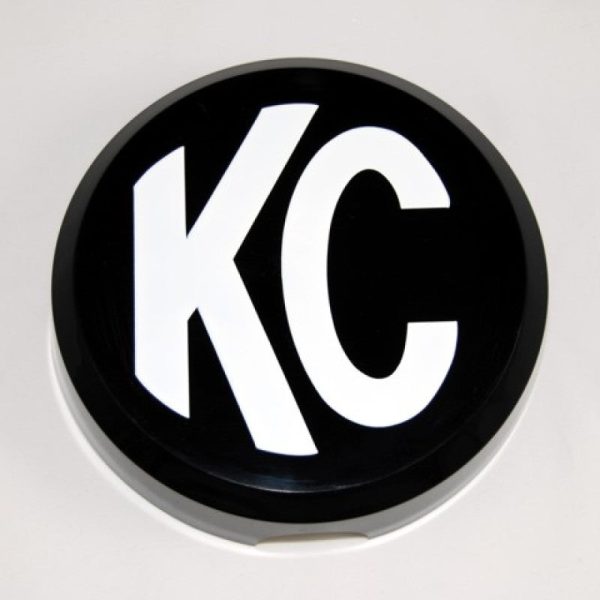 KC HiLiTES 6in. Round Hard Cover for Daylighter SlimLite Pro-Sport (Single) - Black w White KC Logo For Sale