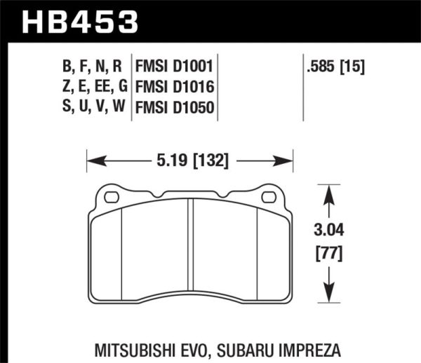 Hawk DTC-80 04-15 Subaru Impreza WRX STI, 02-06 08-14 Mitsubishi Lancer Evo Front Brake Pads on Sale