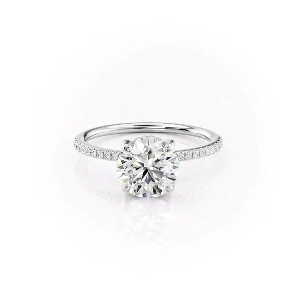 The Pave Kamellie Set With A 2 Carat Round Lab Diamond on Sale